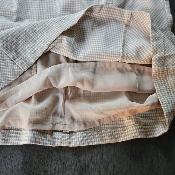 Ann Taylor Tan Houndstooth Knit Peplum Top Career Work Office Lined Size 14 - Picture 8 of 10